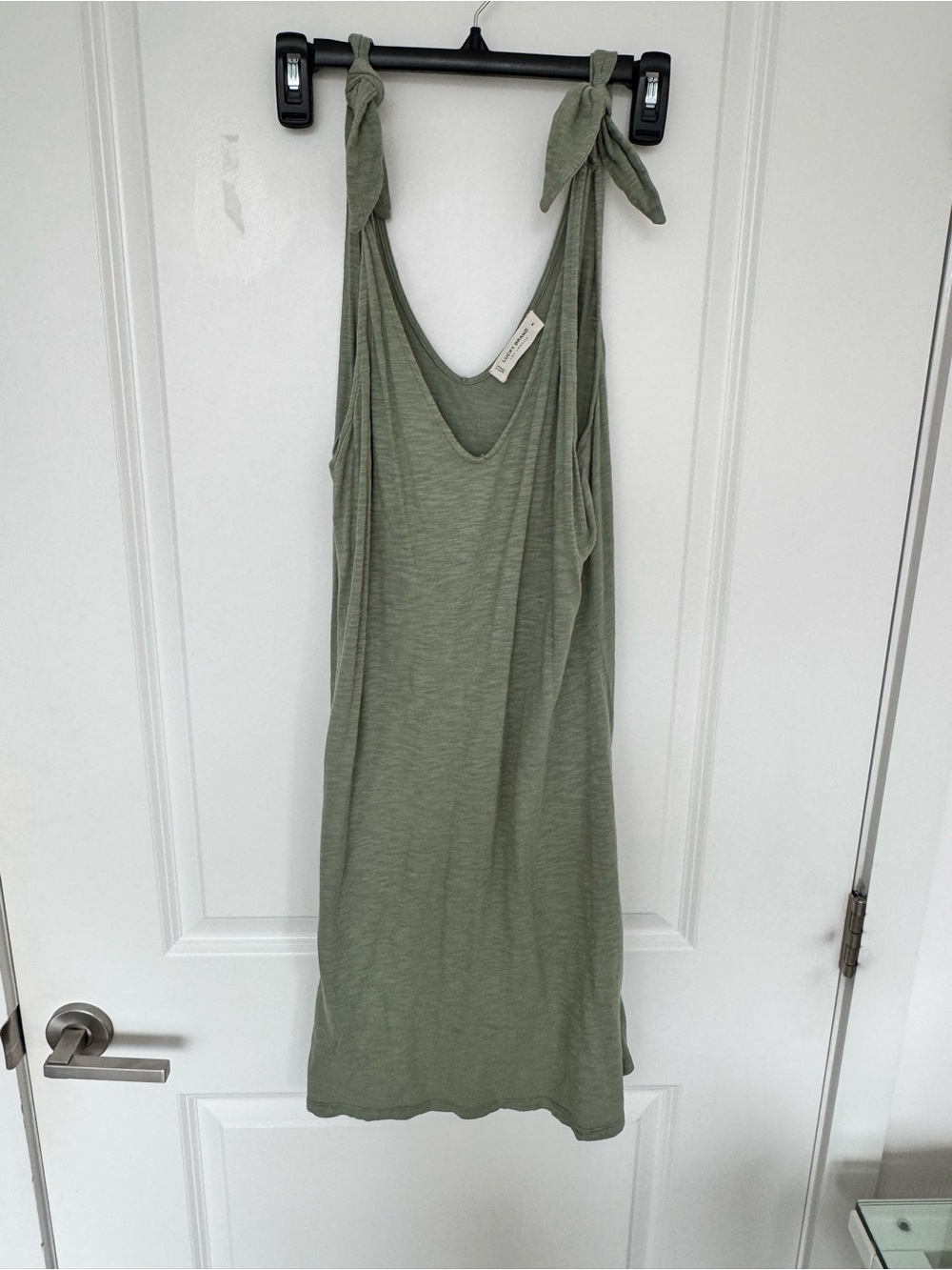 Lucky Brand Sage Green Tie-Shoulder Mini Dress